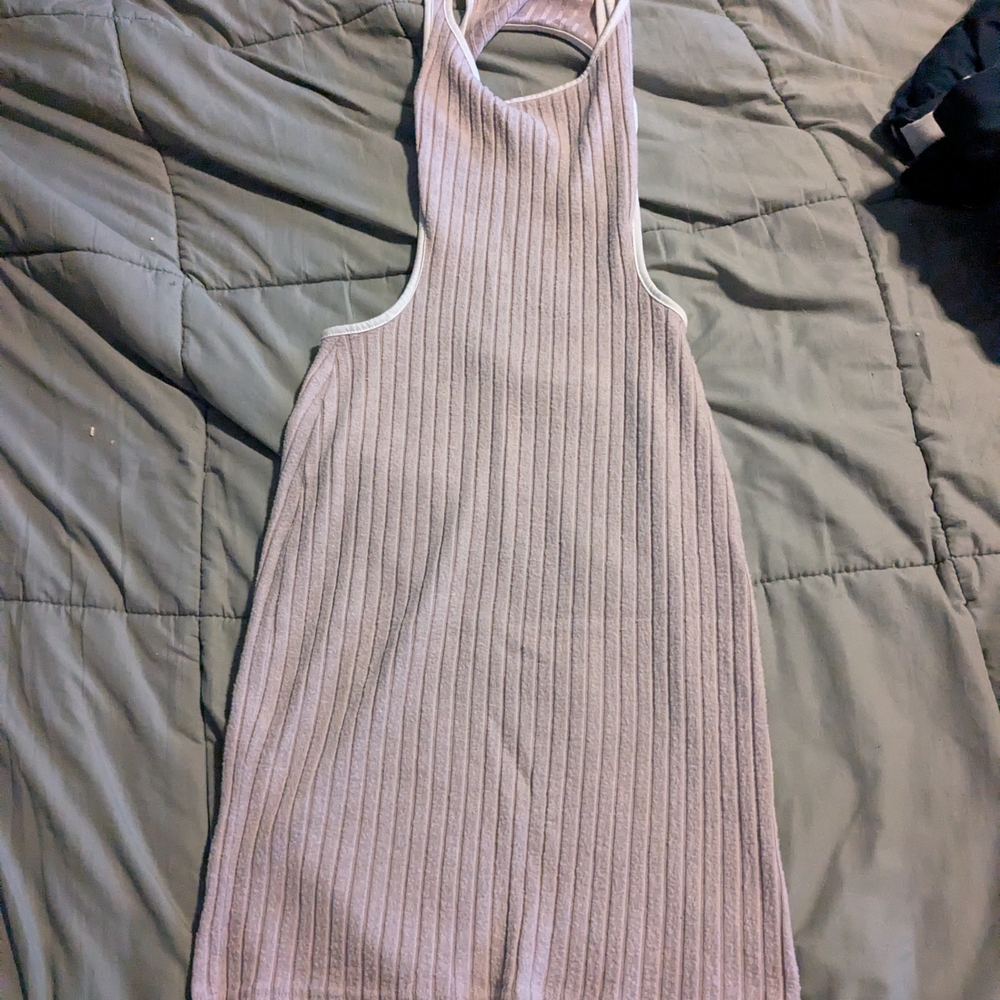 Sleeveless Ribbed Dress in Gray